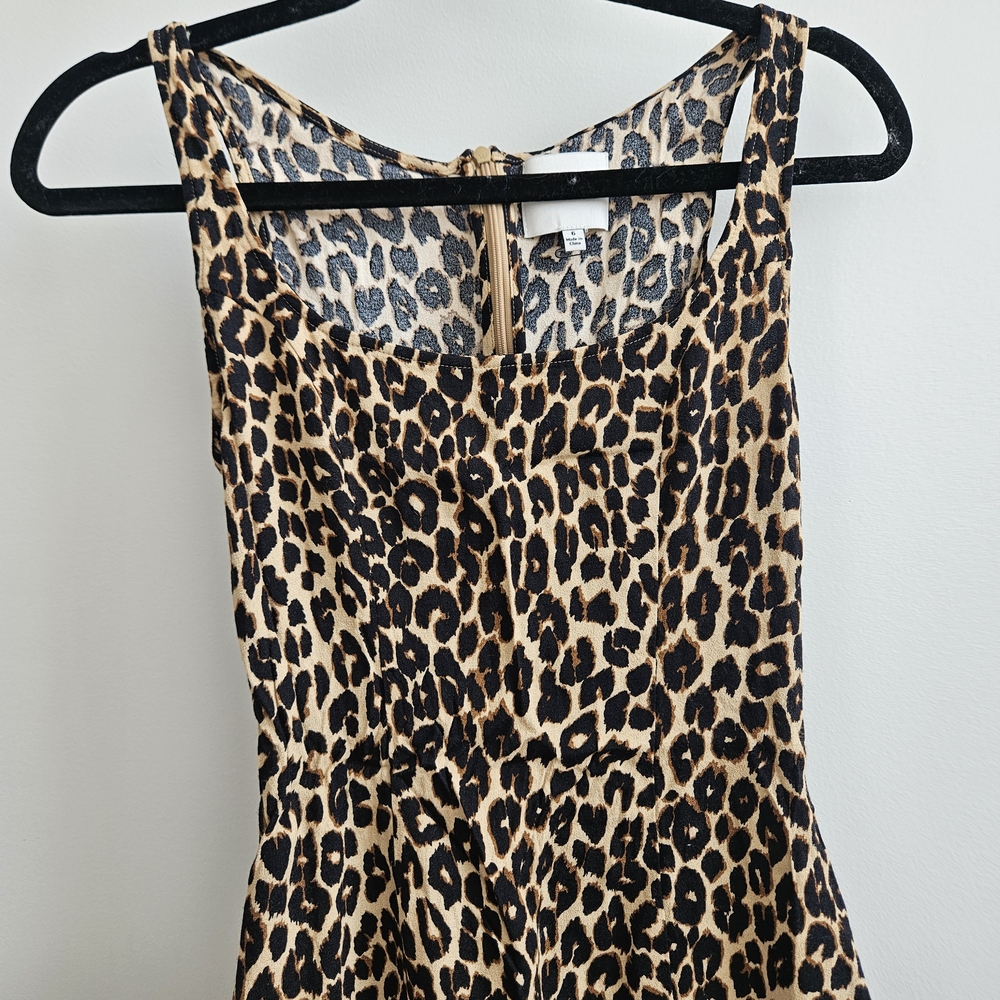 Reformation Noha Leopard Print Mini Dress - Beige and Black - Picture 4 of 6